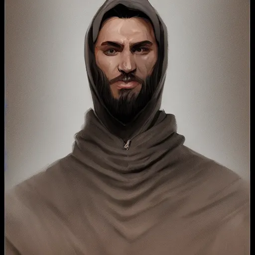 Prompt: portrait from a male hooded king, trending on artstation