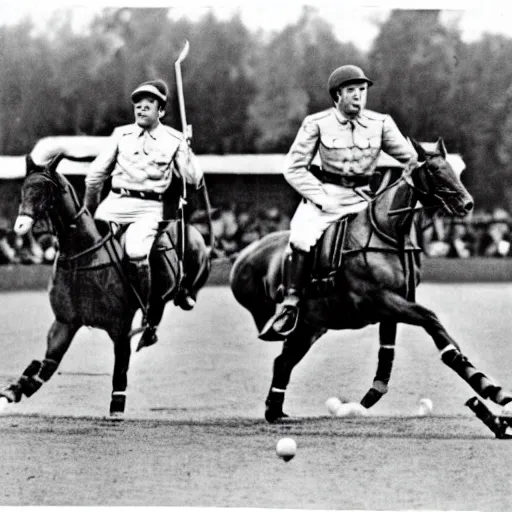 Image similar to hitler and stalin playing a polo game