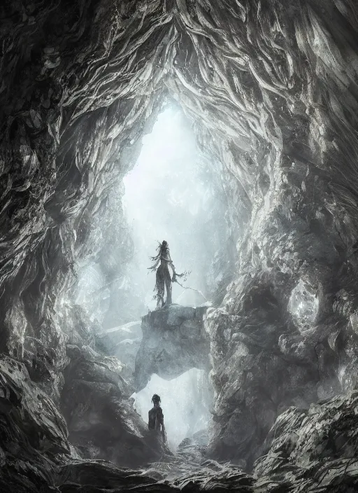 Prompt: portrait, Overgrown Cave made of white paper, Crystal Lighting, Mystical,, watercolor, dramatic lighting, cinematic, establishing shot, extremely high detail, foto realistic, cinematic lighting, pen and ink, intricate line drawings, by Yoshitaka Amano, Ruan Jia, Kentaro Miura, Artgerm, post processed, concept art, artstation, matte painting, style by eddie mendoza, raphael lacoste, alex ross