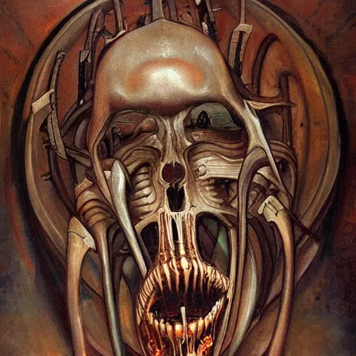 Image similar to a beautiful painting representative of the art style of giger