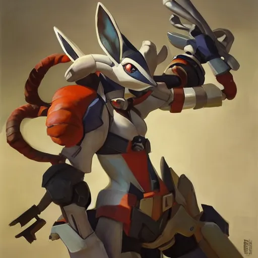 Image similar to greg manchess portrait painting of partially armored sylveon as overwatch character, medium shot, asymmetrical, profile picture, organic painting, sunny day, matte painting, bold shapes, hard edges, street art, trending on artstation, by huang guangjian, gil elvgren, ruan jia, greg rutkowski, gaston bussiere