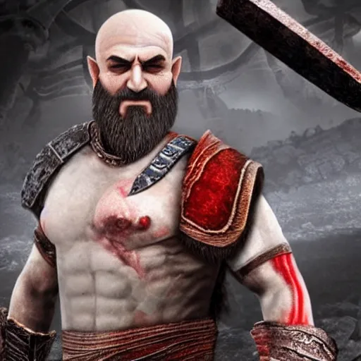 Prompt: benjamin netanyahu as kratos from god of war