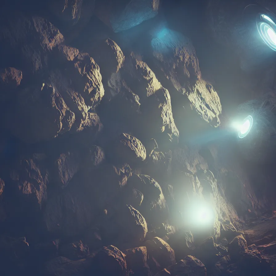 Image similar to mining device hooked to a planet's surface, volumetric light, dynamic lights and shadows, concept art, octane, redshift, detailed