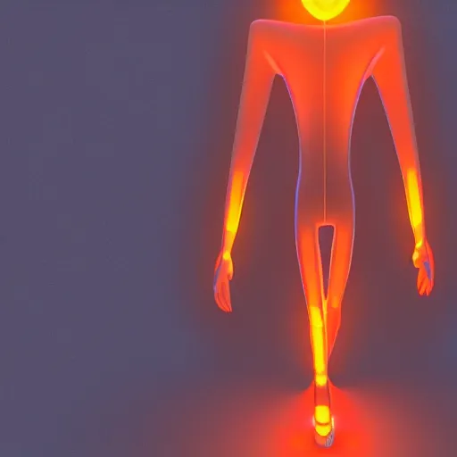 Prompt: giant orange colored glowing humanoid