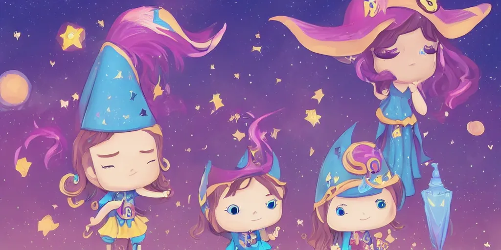 Image similar to Aquarius as a cute Wizard playing in a magical field surrounded by super super cute creatures, funko pop, digital art, artstation, cinematic photo, ratio 16:9