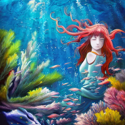 Prompt: underwater anime painting by M.C. mcmcmc McMC