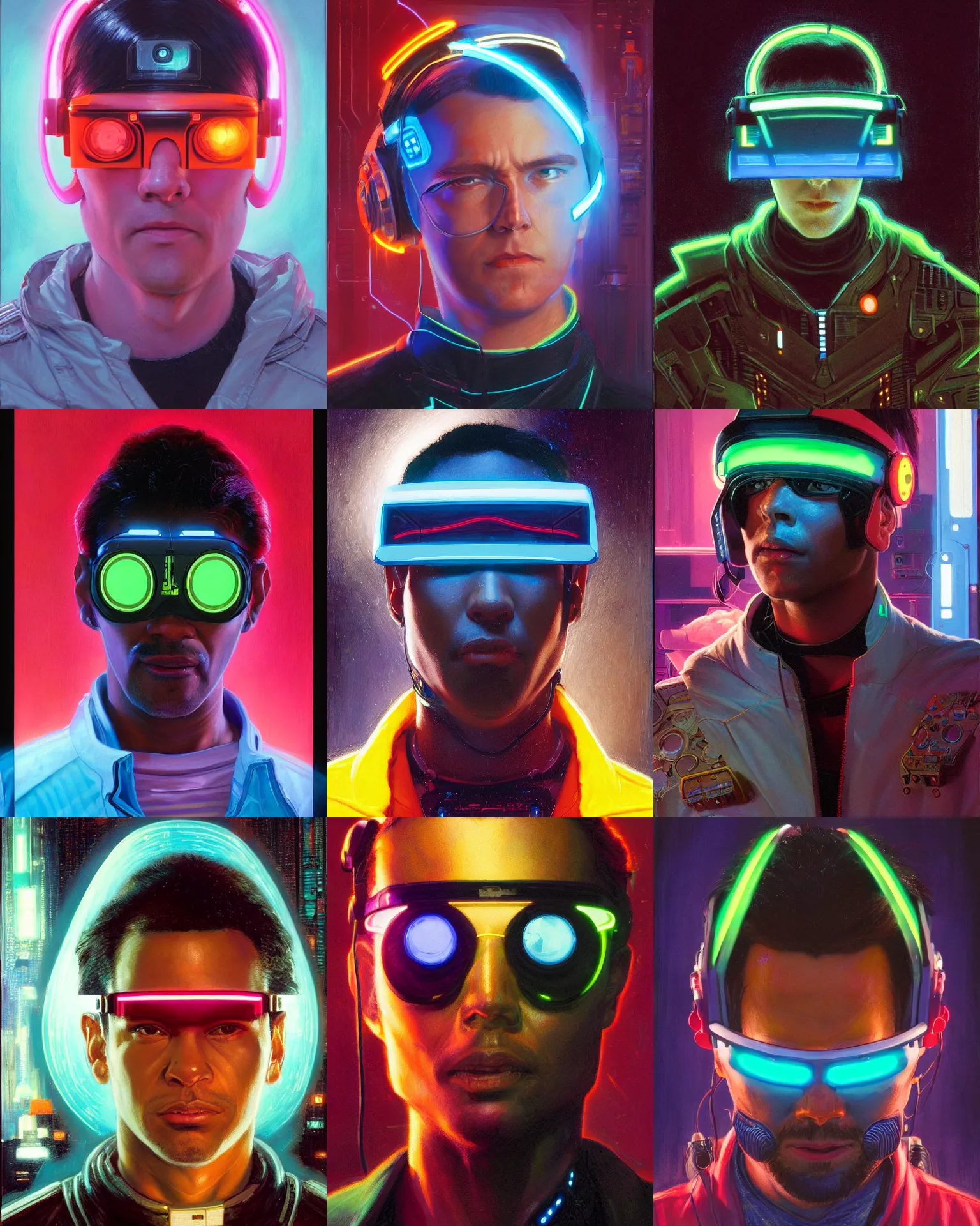 neon cyberpunk programmer with glowing geordi visor | Stable Diffusion