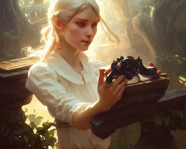 Image similar to photography of albrecht anker, deep focus, d & d, fantasy, intricate, elegant, highly detailed, digital painting, artstation, concept art, matte, sharp focus, illustration, hearthstone, art by artgerm and greg rutkowski and alphonse mucha