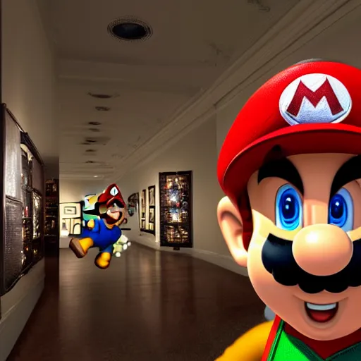 Image similar to A realistic image of Super Mario's hat in a museum, ultra high detail, 8k.