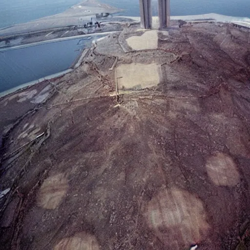 Image similar to “ geoff darrow ” aerial horror shape diablo canyon nuclear power plant 7 4 0 x 1 2 8 0