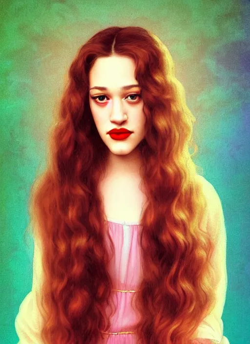 Prompt: portrait photo of a gorgeous young Kat Dennings in Retro 80s movie in the style of digital art by Eugene de Blaas and Ross Tran, vibrant color scheme, highly detailed, in the style of romanticism