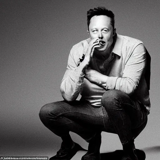 Prompt: Artistic rendering of Elon Musk on his knees crying over losing quarter of his wealth over Twitter debacle