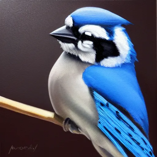 Prompt: trending on artstation, a Blue Jay, oil on canvas