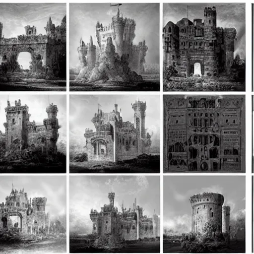 Image similar to A beautiful collage of a castle in the clouds. taupe, high-key lighting by Giovanni Battista Piranesi, by Stuart Immonen unnerving