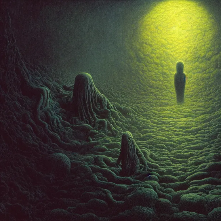 Prompt: a cinematic scene from the simpsons, solidity and eternity, lovecraft, concept art by beksinski and jean delville, dramatic lighting, ultra hd, hdr, 8 k