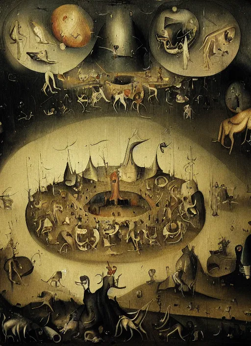 Image similar to this is hell, oil painting by hieronymus bosch, cinematic lighting, pen and ink, intricate line, hd, 4 k, million of likes, trending on artstation