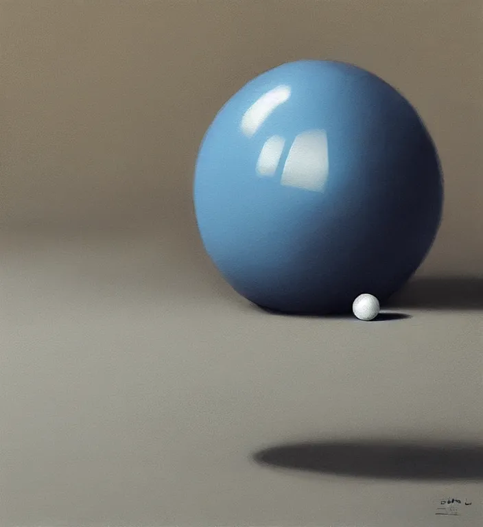 Image similar to a blue ball on a table, digital artwork by Wlop and Feng Zhu