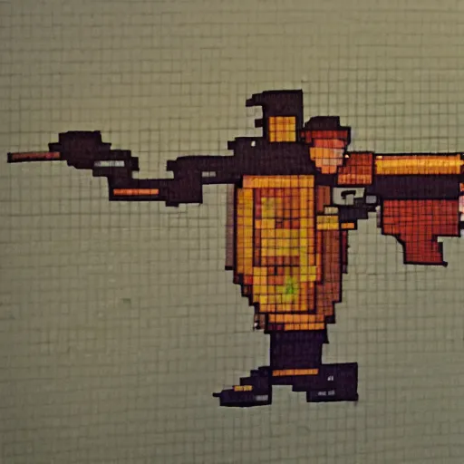 Prompt: pixel painting of a sniper