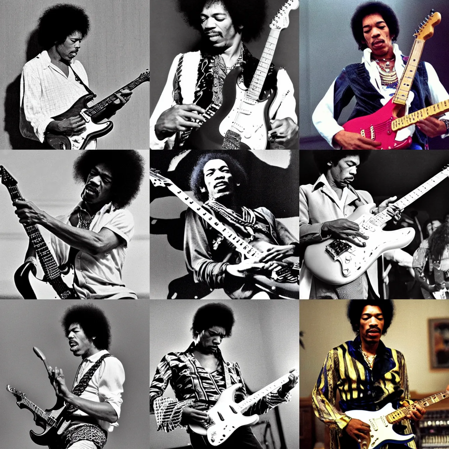 Prompt: jimi hendrix playing a stratocaster left - handed