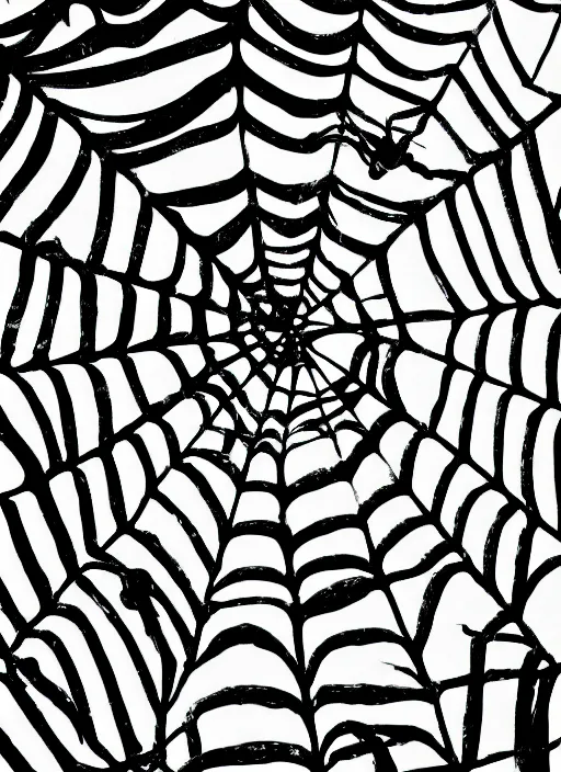 Prompt: black and white spider web