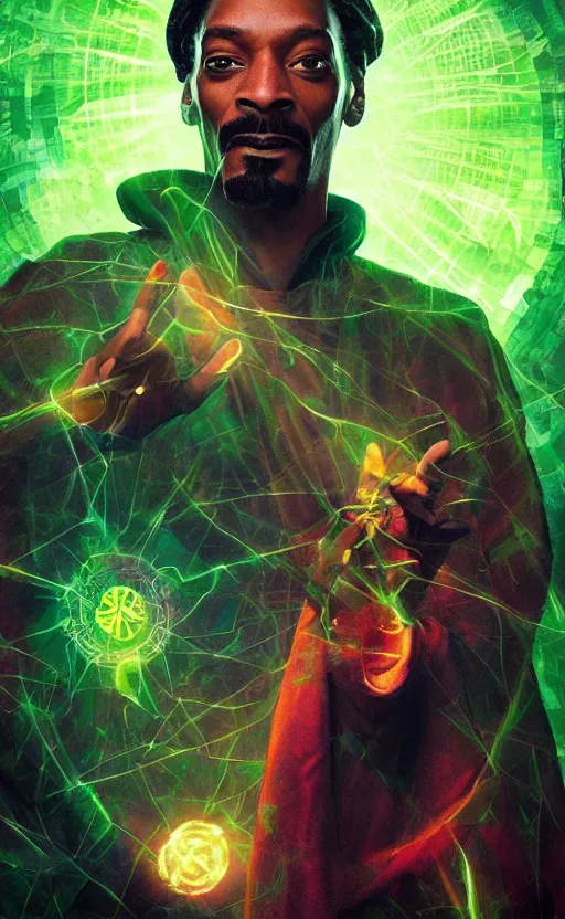 Prompt: snoop dogg as doctor strange, long shadow, green colors, marijuana leaves, marijuana, by greg rutkowski, artstation