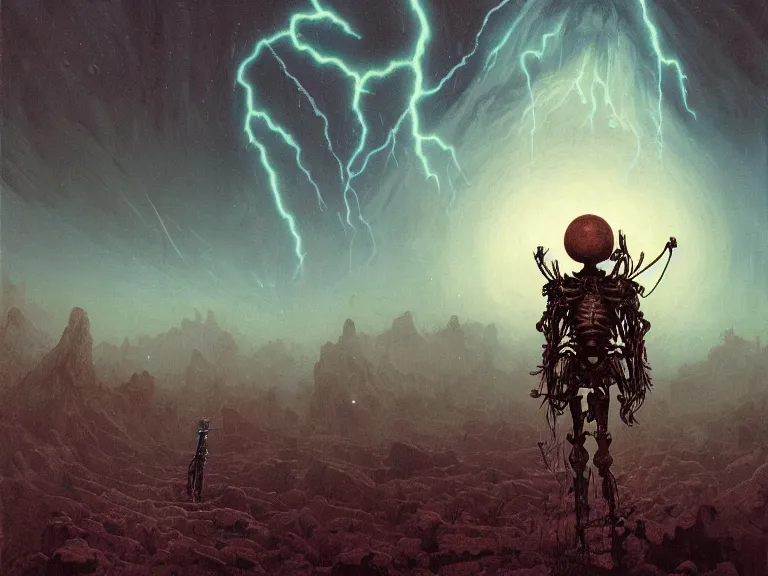 Image similar to a detailed profile illustration of skelleton, cinematic sci-fi poster, bounty hunter portrait symmetrical and science fiction theme with lightning, aurora lighting clouds and stars by beksinski carl spitzweg and tuomas korpi. baroque elements. baroque element. intricate artwork by moebius. Trending on artstation. 8k