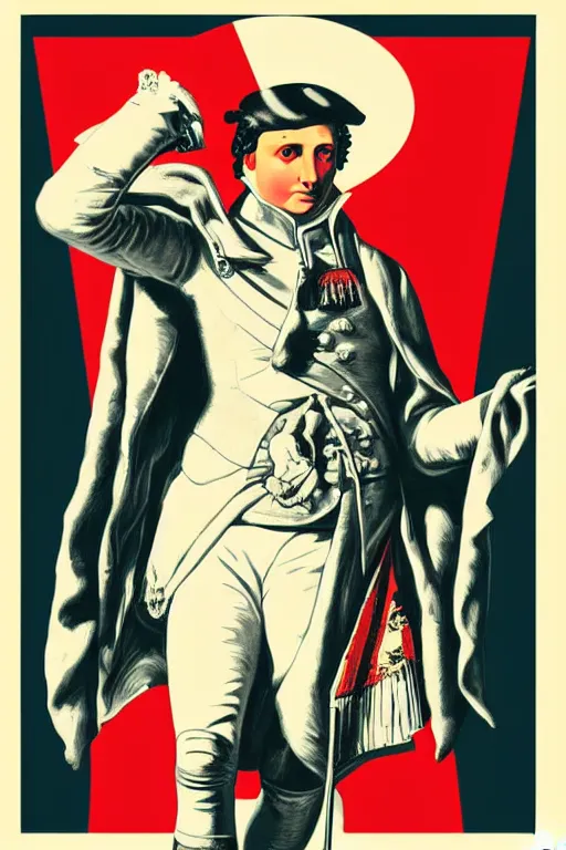 Image similar to Political poster representing a portrait en plein pied of Emperor Napoleon, by Shepard Fairey