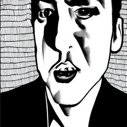 Prompt: an illustration of Nicholas Cage by Junji Ito