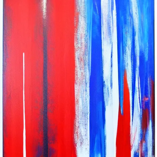 Prompt: simple abstract acyrilic painting on canvas using primary red and blue paint