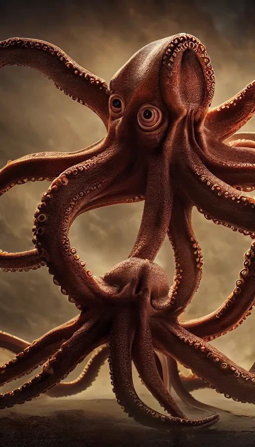 Prompt: A octopus centered-photograph , film still, dynamic action pose, National Geographic, insane detail, intricate, highly detailed, Zeiss Lens, DSLR photography, smooth, sharp focus, Unreal Engine 5, Octane Render, Redshift, 8K