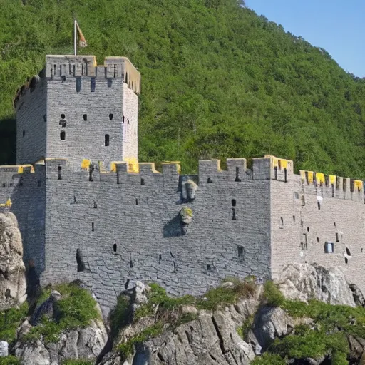 Image similar to an impenetrable fortress castle on a cliff