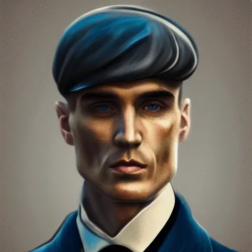 Image similar to a portrait of thomas shelby from the peaky blinders standing in atlantis, in the style of Benjamin Bader, sharp, highly detailed, realistic face, digital art, epic, fantasy, artstation