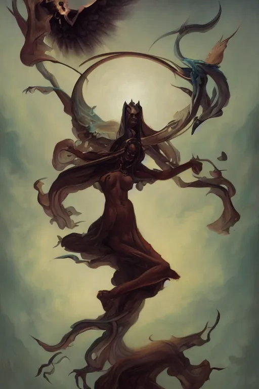 Image similar to Death spirit by Peter Mohrbacher in the style of Gaston Bussière, Art Nouveau