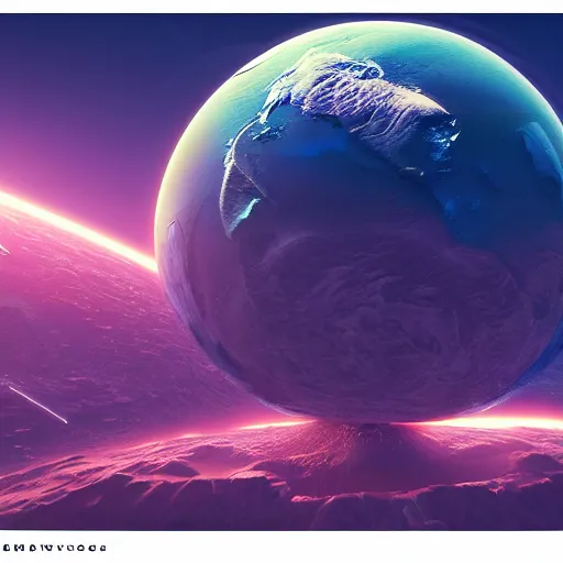 Image similar to earth in space digital art synthwave detailed sharp focus synthwave art aesthetic octane render raw cinematic trending on artstation, highly detailed, matte painting