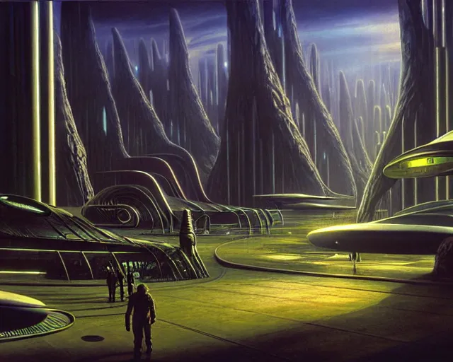 Image similar to The forks, sci-fi cinematic scene by Jim Burns