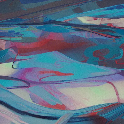 Image similar to abstract landscape painting at 12:00 by james jean and David Schnell, rendering, redshift, octane