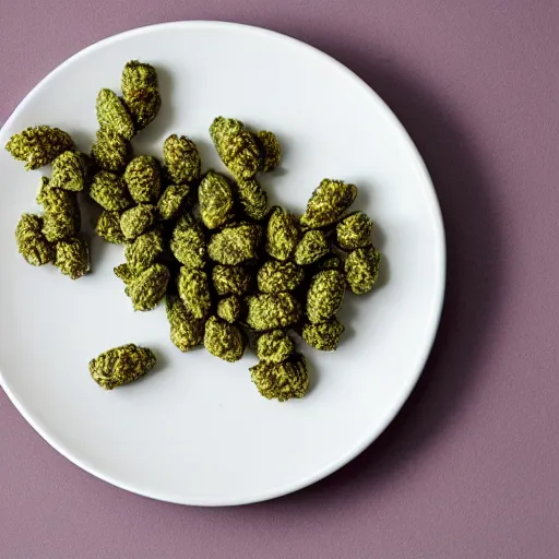 Prompt: marijuana buds on a plate