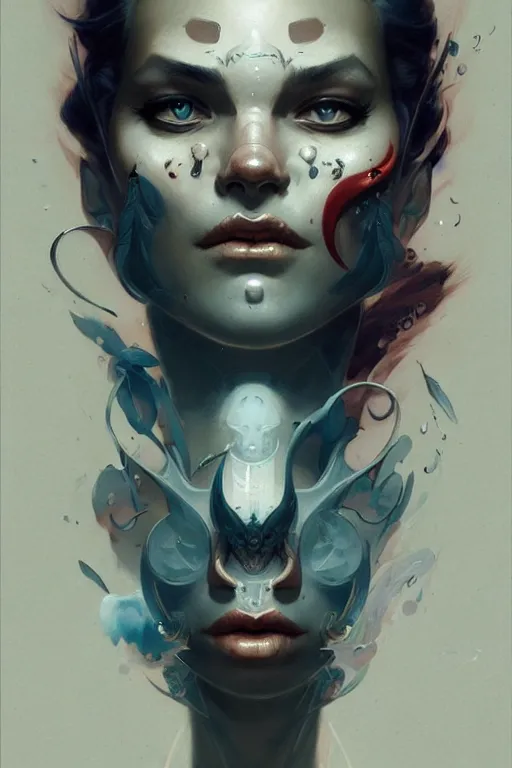 Prompt: facial tattoo design by peter mohrbacher and craig mullins and james jean