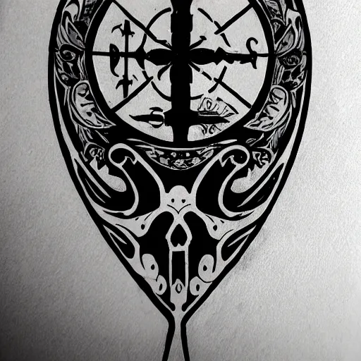 Prompt: tattoo design, stencil, a tarot card of the grim reaper - n 9