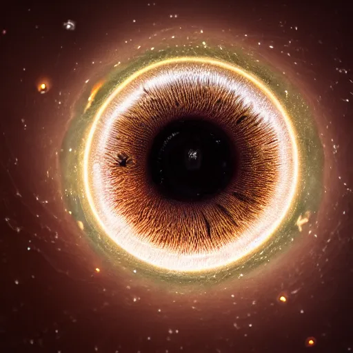 Image similar to macro photography of spider eyes as black holes to other galaxies