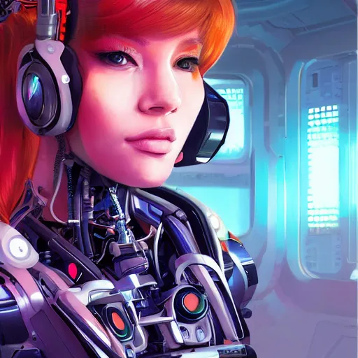 Image similar to a portrait of a beautiful cybernetic girl wearing occulus rift headset, cyberpunk concept art by nick sullo and josan gonzalez and syd mead and masamume shirow and katsuhiro otomo and , digital art, highly detailed, intricate, sci-fi, sharp focus, Trending on Artstation HQ, deviantart, unreal engine 5, 4K UHD image