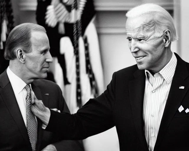 Image similar to president joe biden face to face with president joe biden, nikon 3 5 mm, photograph