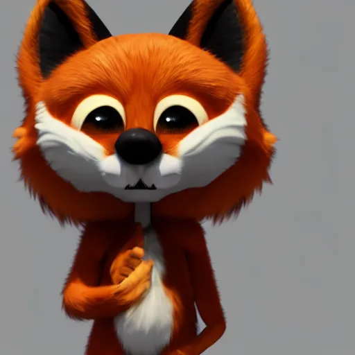 Prompt: a very cute chibi anthropomorphic furry character, fox, 3 d render, octane render, raytraced, trending on artstation and behance and deviantart
