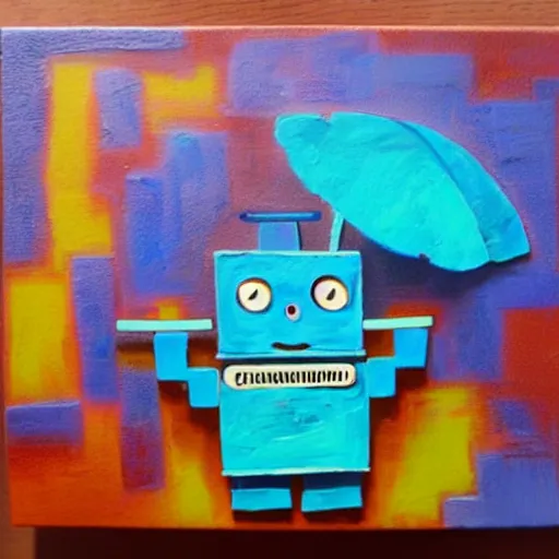 Prompt: cute robot, impasto