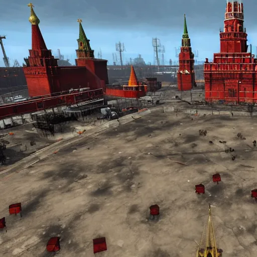 Prompt: Moscow Red Square in Fallout 4