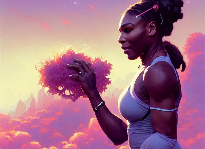 Prompt: highly detailed portrait of serena williams, unreal engine, fantasy art by greg rutkowski, loish, rhads, ferdinand knab, makoto shinkai and lois van baarle, ilya kuvshinov, rossdraws, tom bagshaw, global illumination, radiant light, detailed and intricate environment