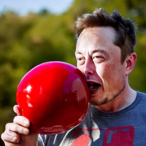 Prompt: portrait photo of elon musk finding a giant red mushroom, exhilarated, portrait, closeup. mouth open, 30mm, bokeh