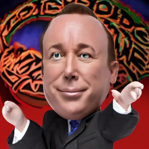 Prompt: alex jones as a land of confusion puppet