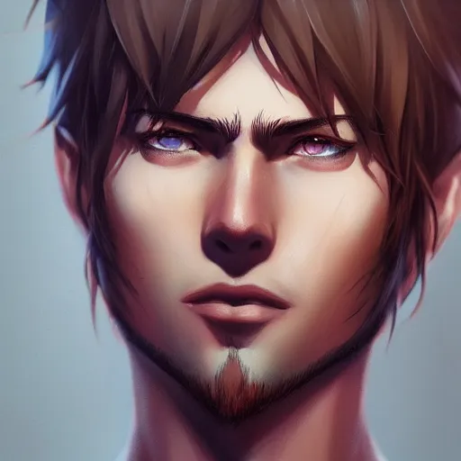 Prompt: detailed beautiful male character art of a protagonist, depth of field, on amino by sakimichan patreon, wlop, weibo high quality art on artstation