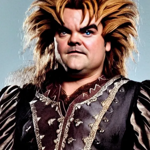 Prompt: jack black as jareth, labyrinth movie, highly detailed